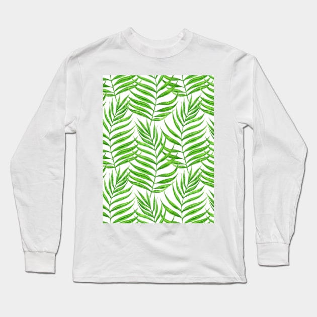 Palm leaves watercolor Long Sleeve T-Shirt by katerinamk